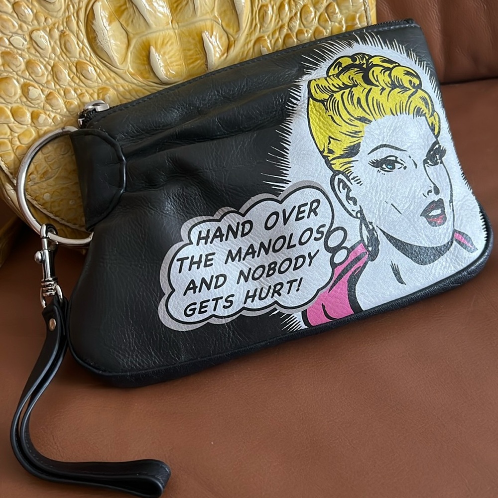 ICON Los Angeles MANOLO (BLAHNIK) Leather Pop Art Rare Wristlet